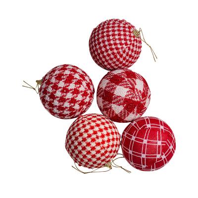 China Christmas tree decorations 10 cm in a box of 4, red checkered Christmas foam balls, Christmas tree decorations balls for sale