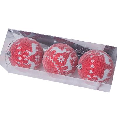 China Christmas Festival Party Decoration 8cm Sand Glass Foam Ball Christmas Tree Ball Home Decoration (Three In A Box) for sale