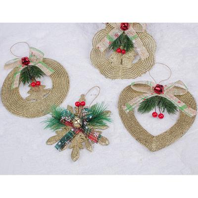 China Door Hangers Christmas Holiday Door Wall Holiday Decor Christmas Flowers Bows with Bell Garland for sale