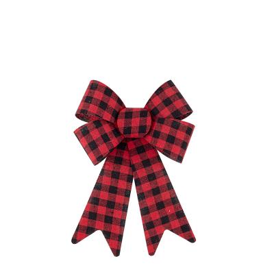 China Hot Sales Christmas Tree Plaid Fabric Red Bow Cloth Holiday Supplies Christmas Decorations for sale