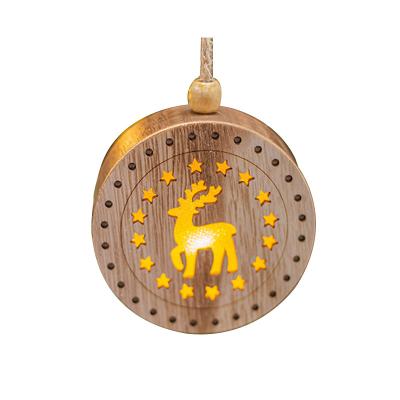 China Wood. Plastic Christmas Wood Light Pendants Ornaments Christmas Treehouse Pendants Xmas Home Decoration Flashing Wooden Gifts for sale