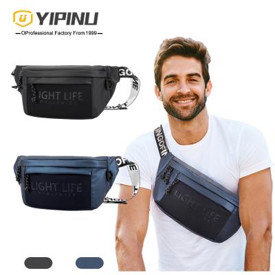 China YIPINU Leather Waist Pack Fashion Water Proof Men Waist Bags Black Rivets PU Pussy Chest Shoulder Bag for sale