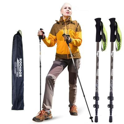 China Lightweight 3k Carbon Fiber Trekking Adjustable Mountaineering Canes Folding Pole For Hiking for sale