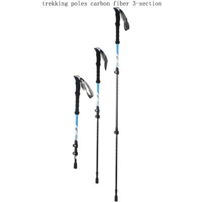 China Folding Adjustable Lightweight Carbon Fiber 3 Section Trekking Poles Logo Mountaineering Adjustable Canes for sale