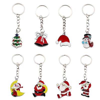 China Elk Tree Elk Anime Cartoon Glue Metal Old Man Europe Christmas Key Chain Snowman Wholesale Custom Pendant for sale