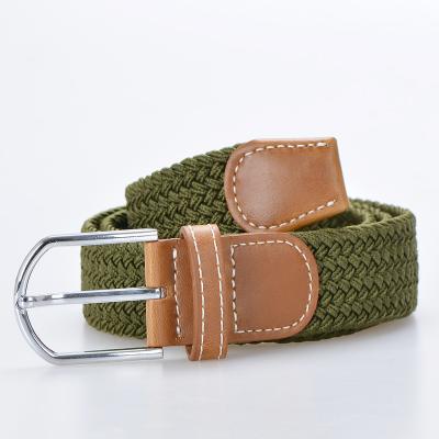 China Fashional Elastic Canvas Fabric Woven Stretch Army Green Colored Braided Belts Unisex for sale