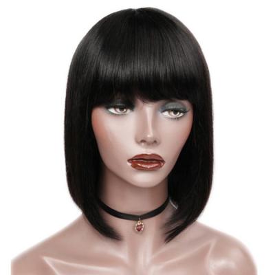 China Straight Black Lead Wigs With Machine Made Bangs Hair Straight Wig Lead Wigs 100% Short Hair for sale