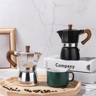 China WITH LID Eco Coffee Mocha 120ML 240ML 360ML Hot Selling Custom Italian Espresso Aluminum Mocha Pot With Brush Spoon for sale