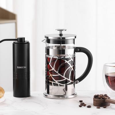 China WITH LID Wholesales Competitive Price Stainless Steel Frame&Filter High Borosilicate Glass French Press for sale