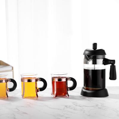 China New Design Sustainable Unique High Tempture Resistant Glass French Press Plastic Free Coffee Maker for sale