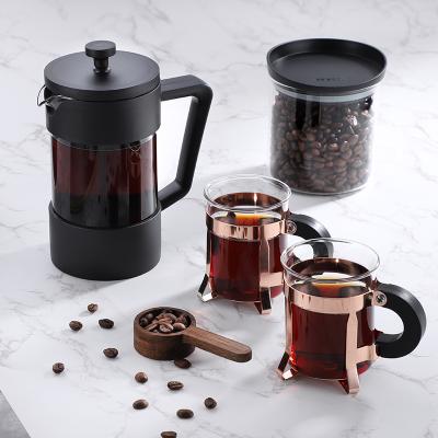 China WITH LID 1000ML Black French Press Borosilicate Steel Glass French Press Coffee Maker Top Tumbler for sale