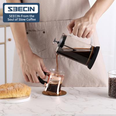 China WITH LID LFGB Certification Food Grade 304 Stainless Steel Glass Body Transparent Portable French Press for sale