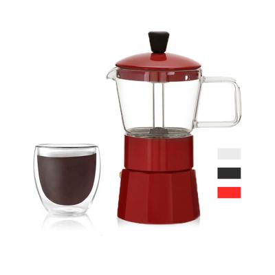 China WITH LID Custom Italian Logo Aluminum Espresso Moka Pot Stovetop Coffee Maker Mocha Pot for sale