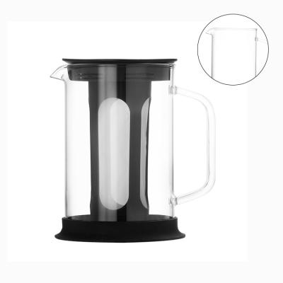 China 32 oz 1500ml Large Pyrex Borosilicate Glass Crafe Sustainable Brew Cold Brew Coffee and Tea Maker Porcelain Pitcher for sale