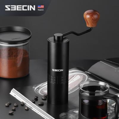 China Eco-friendly Luxury Stainless Steel Blur Aluminum Alloy Color Black&Silver Style Portable Coffee Grinder for sale