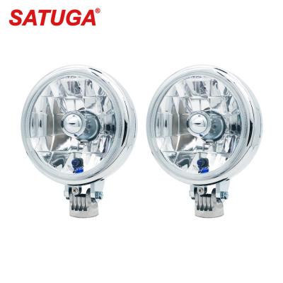 China UNIVERSAL Plastic Housing With Chrome Plated Round H3 H4 Offroad Light Spot Headlight For Truck Oldtimer Car for sale