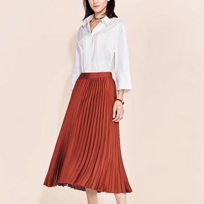 China New OEM factory plus size solid color fashion chiffon long pleated a word skirt for sale