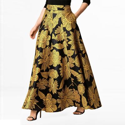 China BREATHABLE WOMEN'S FLORAL PRINT DUPIONI SKIRT PIECE DAY SKIRT MAXI for sale