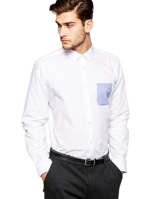 China Formal Anti-pilling Shirt Men Long Sleeve Contrast Pocket Cheap Price Custom Mens Shirts Bulk for sale