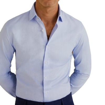 China Anti-pilling Mens Long Sleeves Stand Up Collar Business 100% Cotton Shirt for sale