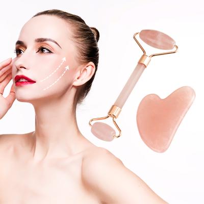 China Factory price crystal double face jade roller gua sha set anti aging face lift massage roller for sale