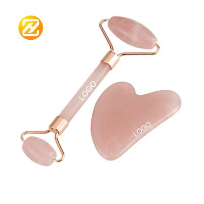 China Factory Price Gem Stone Sting Double Rollers Massager Facial Roller Face Roller Set for sale