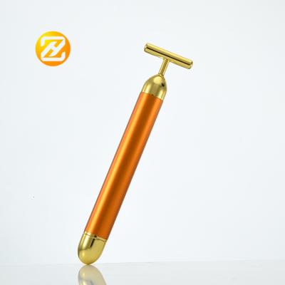 China Wholesale Face Roller 24K Electric Vibrating Wrinkle Remover Face Roller Beauty Bar Gold Massager Face Tool for sale