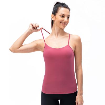 China Solid Color Eco-Friendly Sleeveless Cross Vest Fitness Viable Running Woman's Gym Yoga Back Top for sale