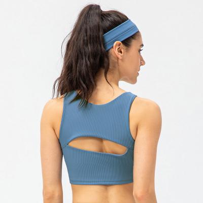 China Wholesale custom four way stretch gym workout sexy sportswear hollowed out yoga running crop underwear sports top bra for sale