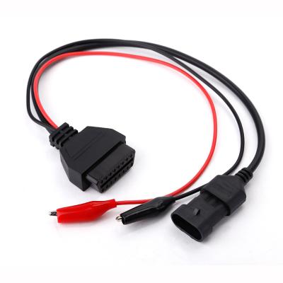 China Fiat 3 pin OBDII cable for Fiat Alpha Lancia 3pin to Pin 16 for Fiat 3pin obd2 cable fast shipping in stock for sale