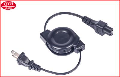 China Cable de carga retractable del enchufe de Mickey Mouse con el tipo enchufe de los E.E.U.U., negro en venta