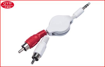 China White 3.5mm to Double RCA Plug Retractable Date transfer cable for sale