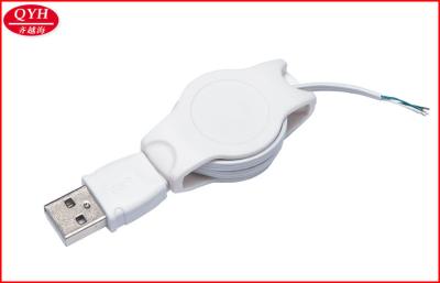 China White Flat PVC USB 2.0 Retractable Charging Cable High Speed For Power Bank for sale