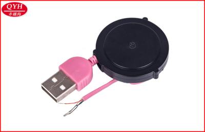 China super speed USB 2.0 Retractable Charging Cable Male To Open 4 Core in Pink for sale