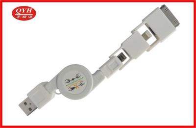 China Security white 3 In 1 Retractable USB Cable Two Way For Sync Charging for sale