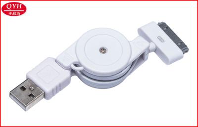 China Carrete retractable los 0.8m del cordón del iPad 30pin del iPhone del cable de sincronización de la carga por USB en venta