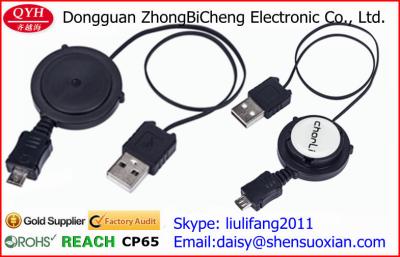 China Cable de carga retractable USB2.0 al carrete micro del cable USB en venta