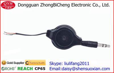 China Durable Flat 3.5MM Jack One Way Retractable Cable to open wire for audio for sale