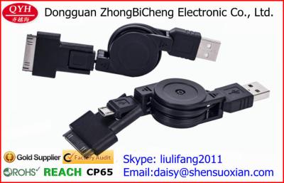 China Multifunction Automatic Retractable Phone Cord Two In One Battery Chargers for sale