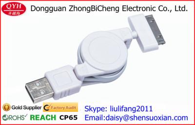 China Transmisión de datos retractable del cable de teléfono del iphone 4s del perno del USB 2,0 a 30 en venta