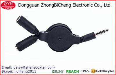 China Varón retractable de 3.5m m a 2 sistemas de pesos americanos audios/video femeninos duales de cable en venta