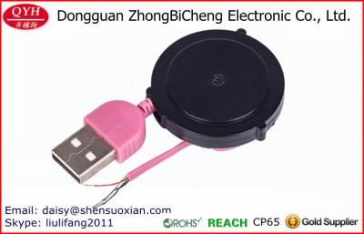 China 36*13.5MM Body One Way Retractable USB To 4 Open Wries Cable -Black Wheel *Pink Cable for sale