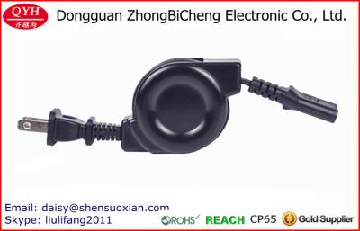 China Two Way Retractable USA Standard 2Pin Plug To Figure 8 Plug AC Power Cord for sale