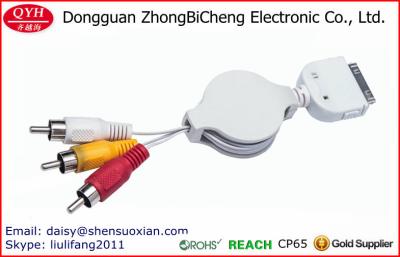 China Para los dispositivos estéreos 30-Pin retractable al cable de audio 3rca en venta