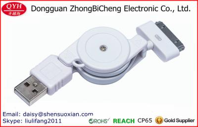 China USB retractable 2,0 al cable estupendo de la sincronización de datos de la velocidad 30Pin en venta