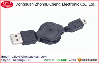 China Black Double Way Extension Standard 5 Pin Mini usb Cable for sale