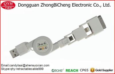 China Intrekbare 3 in 1 Multiusb-Kabel van de de Synchronisatielader van Uitbreidingsgegevens voor iPhone4/5 Te koop