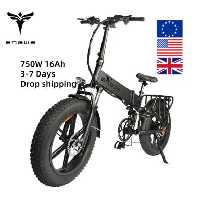 China 2022 Aluminum alloy China brand Engwe pro 48V16Ah 65KM fast brushless motor 750W motor mileage folding bicycle fat tire ebike electric bicycle for sale