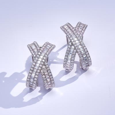 China Fashion huggies lead free nickel free free shipping gold plated diamond stud earrings 925 silver zirconia stud earrings for sale