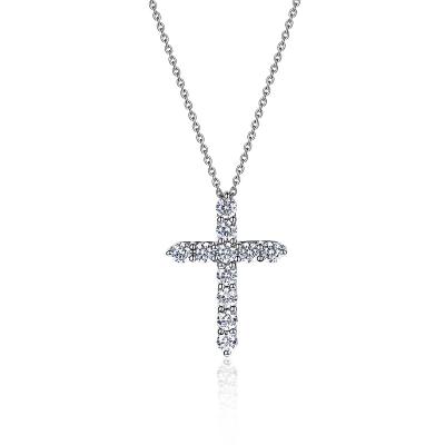 China Lead Free 925 Ribbon Necklace CZ Cross Nickel Free Necklace for sale